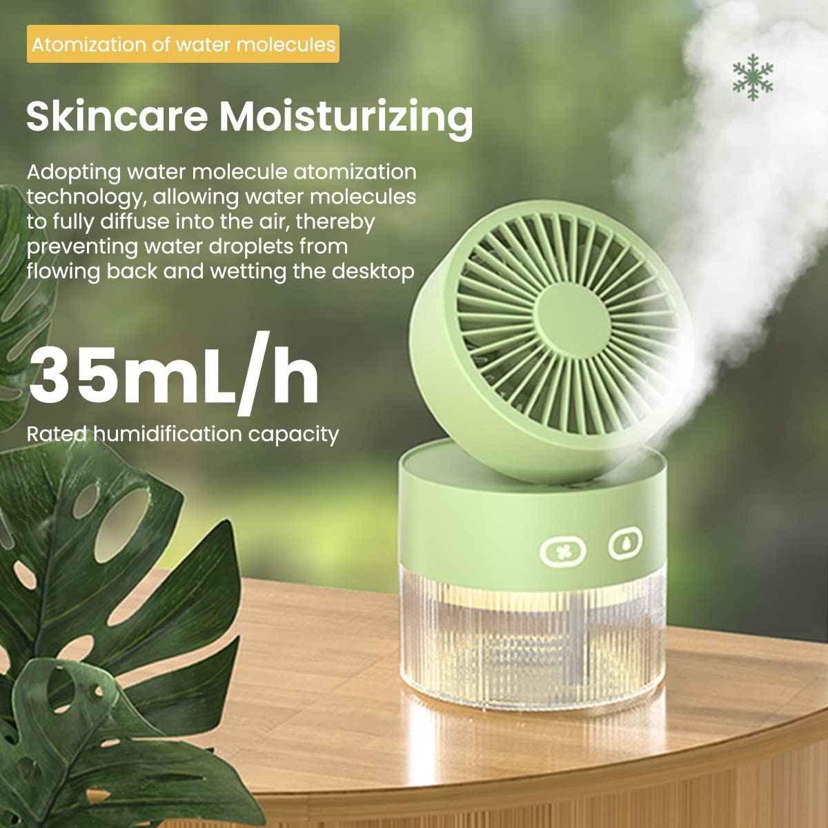 ZORBES 3 in 1 USB Rechargeable Fan for Home and Office with 350ml Water Tank | Portable Mist Fan and LED Night Light