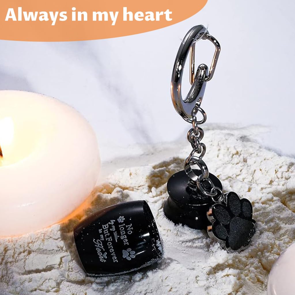 Qpets Dog Keychain for Pet Memorial with 25x15mm Urn Pendant and Paw Charm | Alloy Keepsake Gift