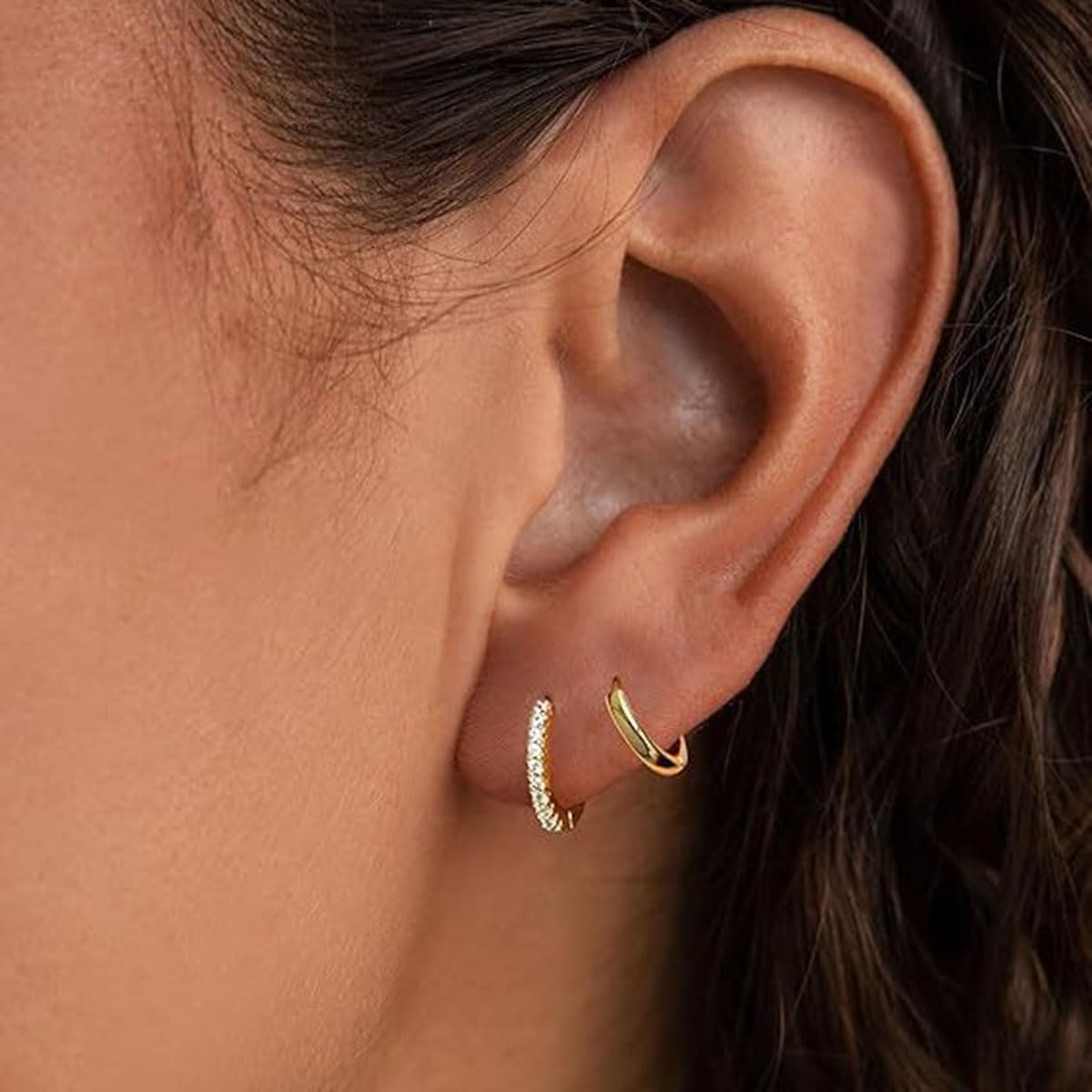 SANNIDHI Earring Sets for Women featuring 6 Pairs Gold Plated Studs with Rhinestones | Hypoallergenic Cubic Zirconia
