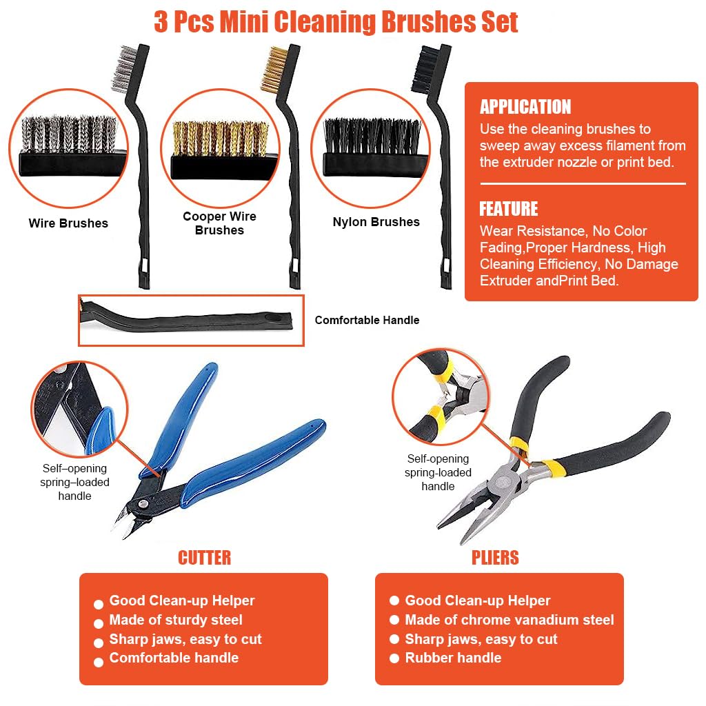 Serplex 3D Printer Tool Kit for Cleaning and Assembly with 42 Pcs Accessories | Deburring and Finishing Tools