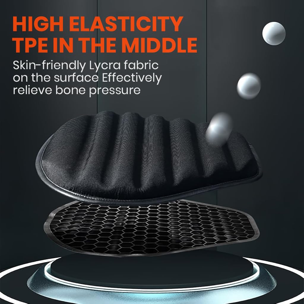 STHIRA Bike Seat Cushion for Long Rides featuring 3D Grooved Gel Pad 38x35cm | Breathable Cover