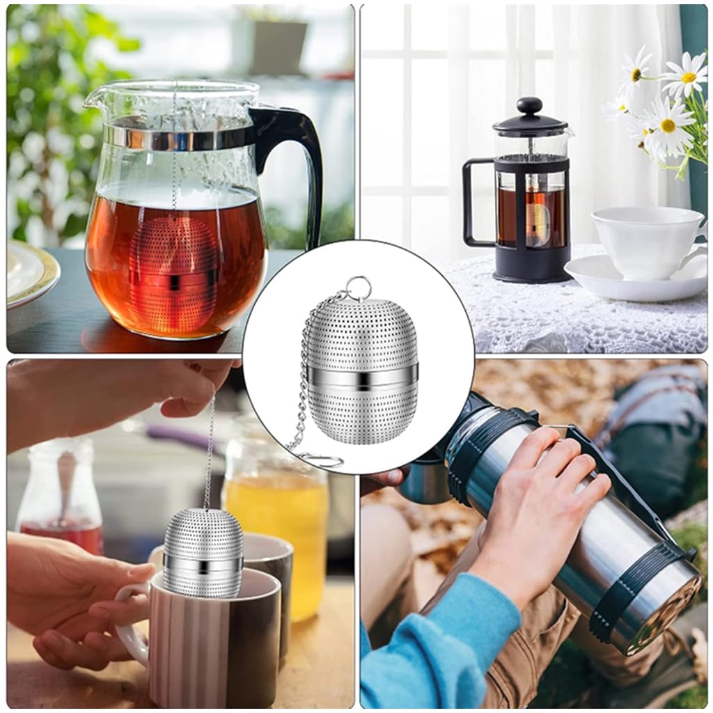 Supvox Tea Infuser for Loose Leaf Brewing with Chain Drip Tray 2.1 in Fine Mesh 304 Stainless Steel | Easy Clean Filter for Mugs and Teapots