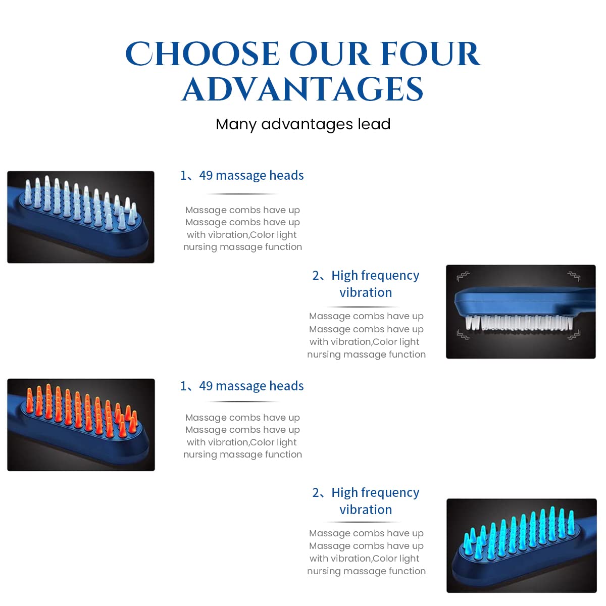 MAYCREATE Phototherapy Head Massager Brush for Hair Growth with 49 Bristles | USB Rechargeable