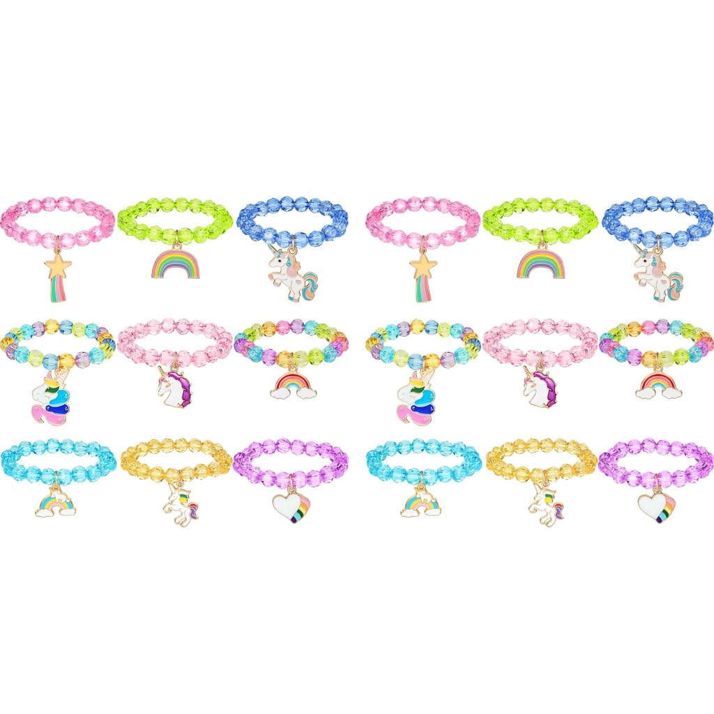 PALAY Unicorn Bracelet Set for Kids with 9 Pieces Crystal Beads Jewellery | Gift for Girls