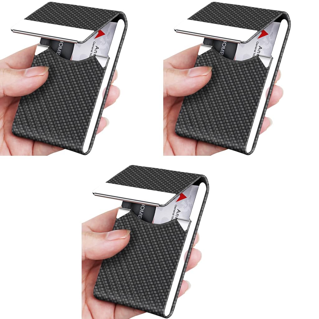 Zibuyu Business Card Holder with Magnetic Clasp 20 Cards 6x9.5cm PU Leather Wallet Black | Classy Case for Women and Men