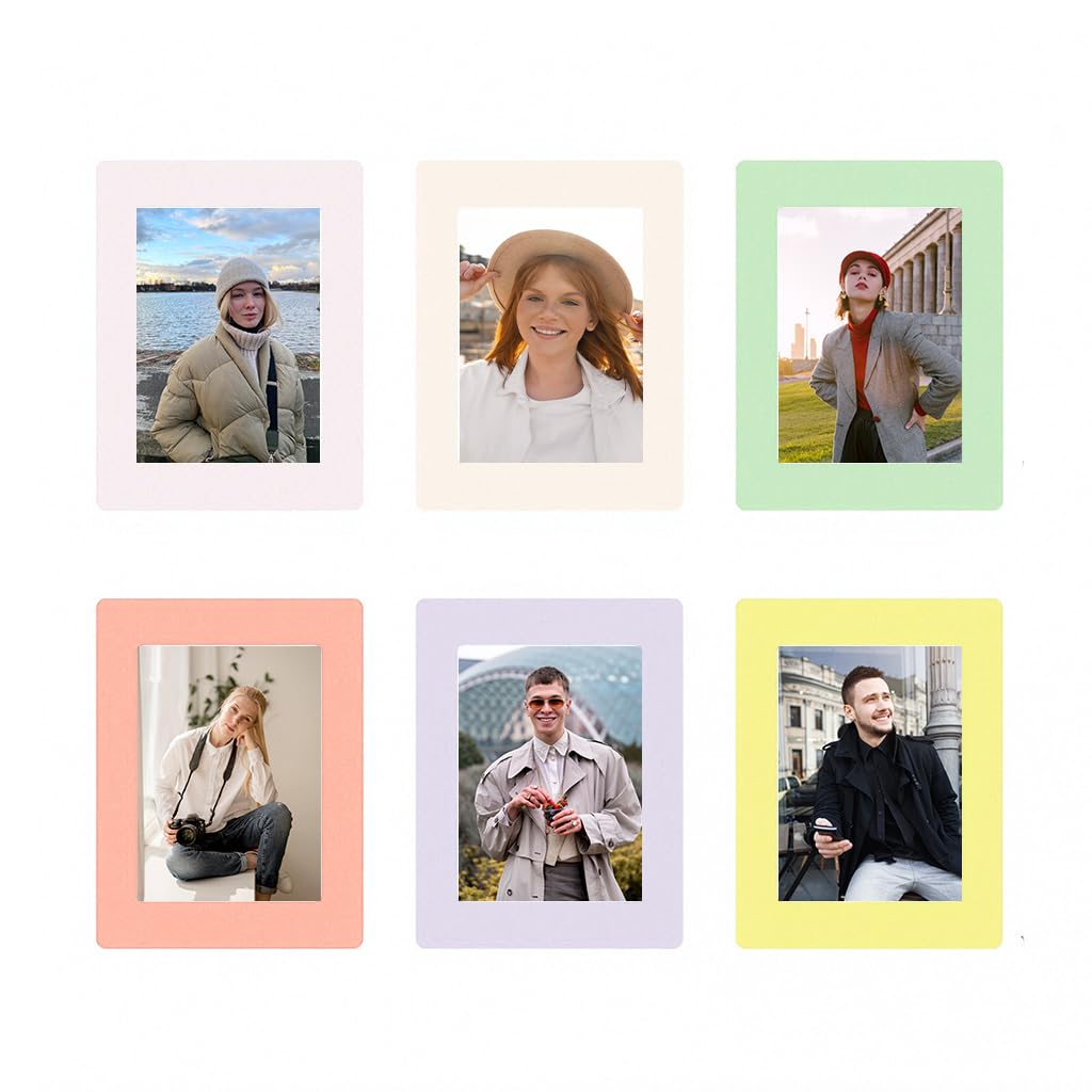 HASTHIP Magnetic Photo Display for Fridge with Full Magnetic Backing 6Pcs 4.8x6.3 Frames | Reusable Photo Holder Set