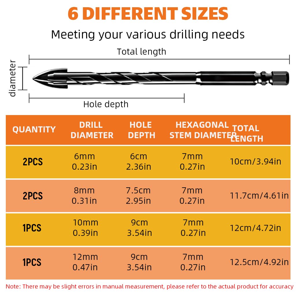 Serplex Drill Bit Set 12 pcs for Tile Brick Concrete and Glass | Tungsten Carbide 4 Blade Design