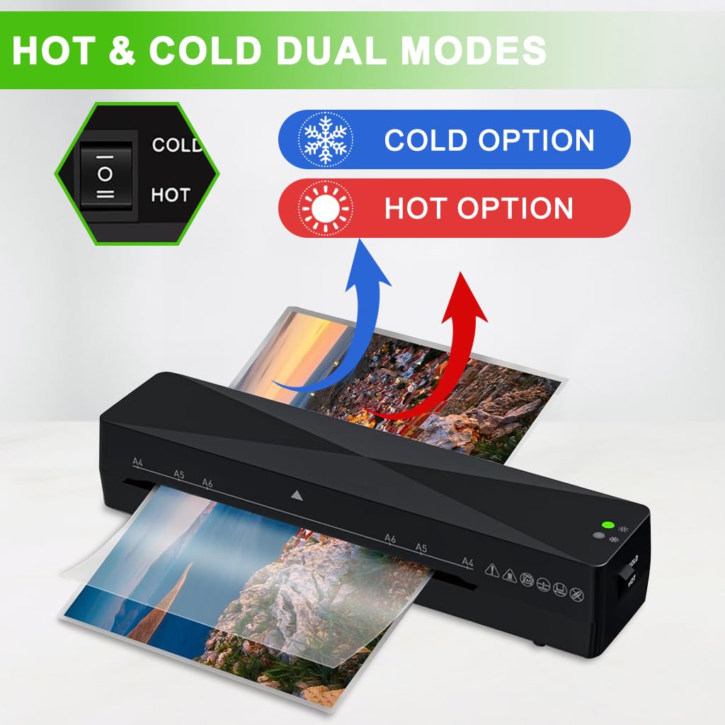 OFIFO Lamination Machine for A4 A5 A6 Documents with 115–145°C Control and 2‑Minute Warm-Up | Jam-Free Compact Design