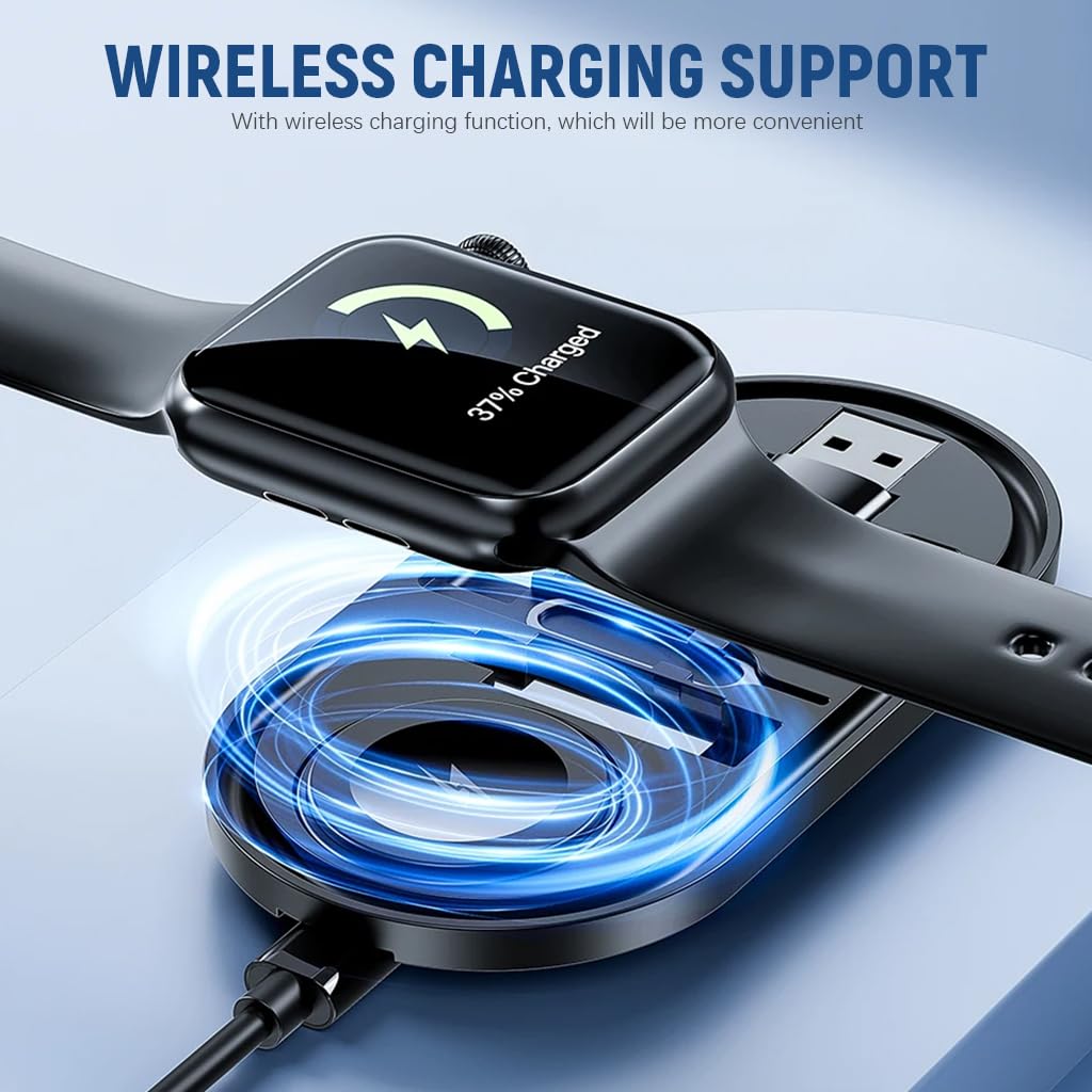 ZORBES® All in One 60W USB Type C Fast Charging Cable Set Watch Wireless Charger USB C To Tpye C Fast Charging Cable Compatible with iPhone, iPad, iWtach, Mobile, Tab