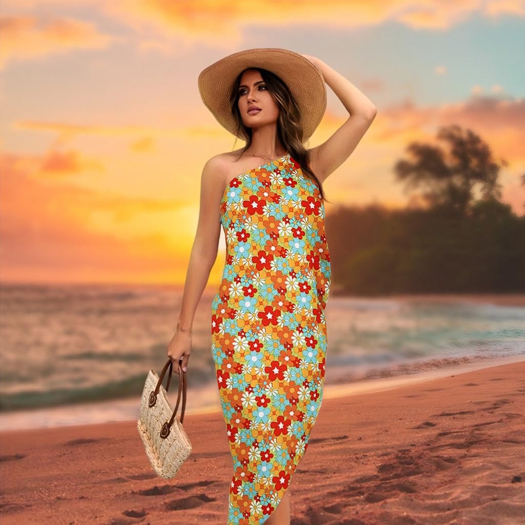 PALAY Women Beach Dress Cover Up for Summer with Quick Dry Polyester and Backless Floral Style