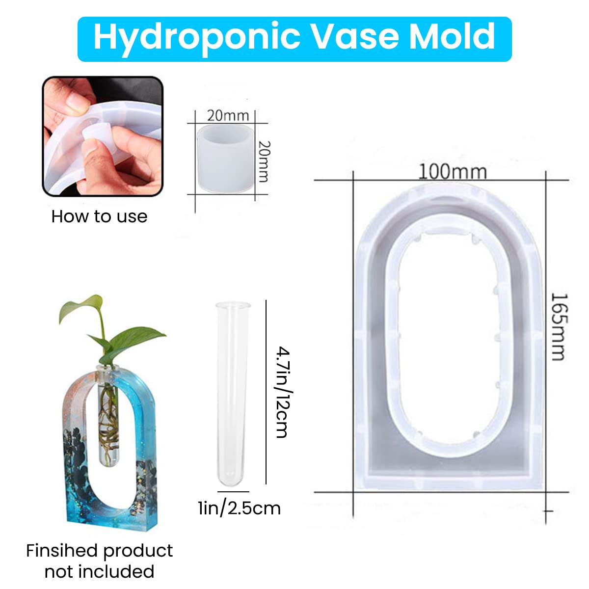 HASTHIP Resin Mold for Vase with 2pcs 12cm Tubes featuring Arch Stand Design | DIY Hydroponic Desk Decor