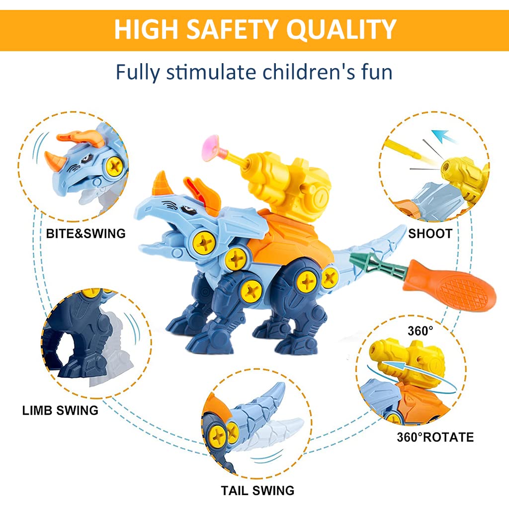 PATPAT Dinosaur Toy for Kids STEM Building with Screwdriver and Egg Case | Safe ABS Gift