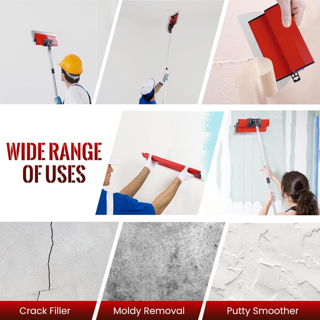 Serplex Skimming Blade for Drywall and Plastering with Ergonomic Handle 23.62 in | Stainless Steel