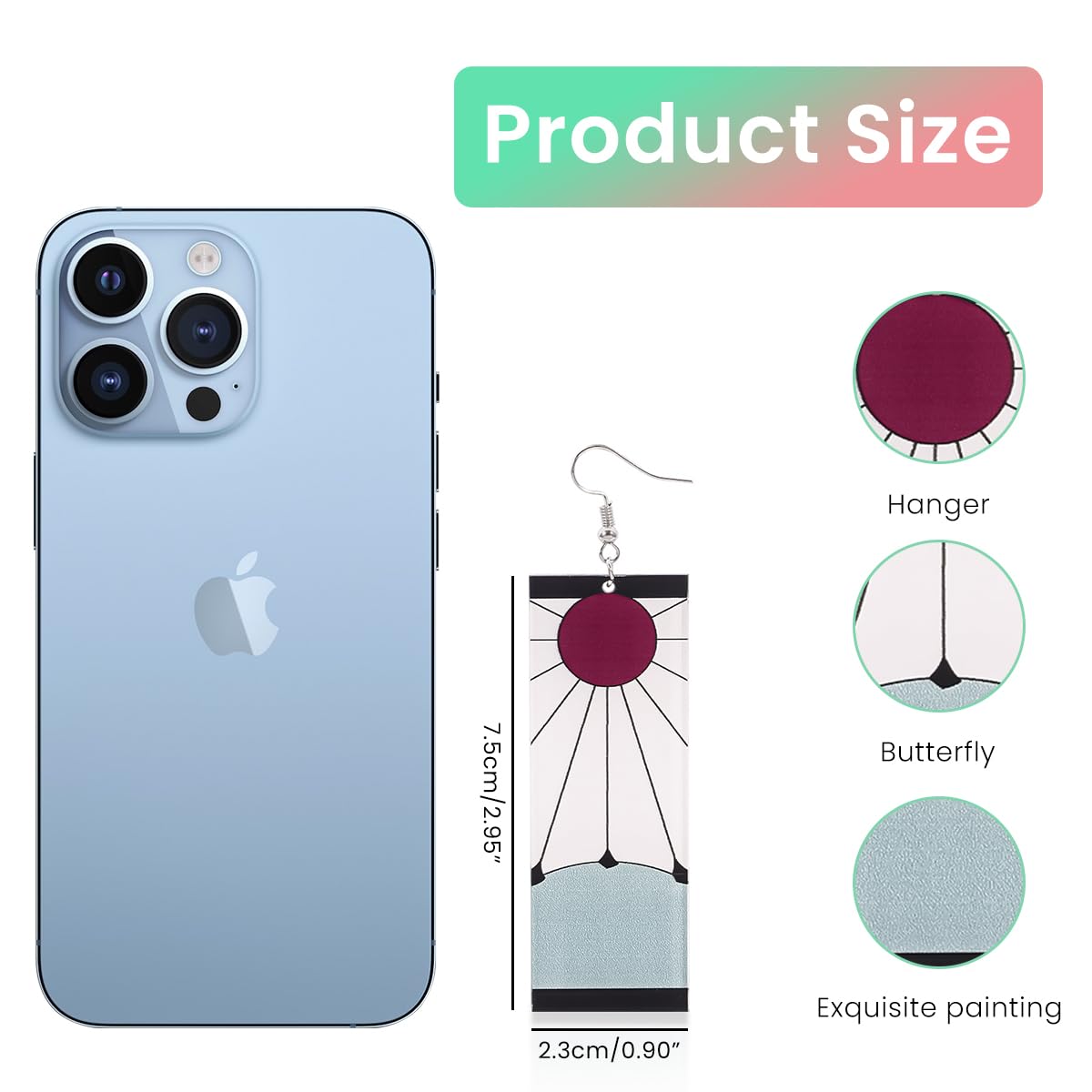 SANNIDHI Earrings for Women featuring 2.5×7 cm Rectangular Drop Design in Acrylic | Anime Cosplay Accessory for Demon Slayer Fans