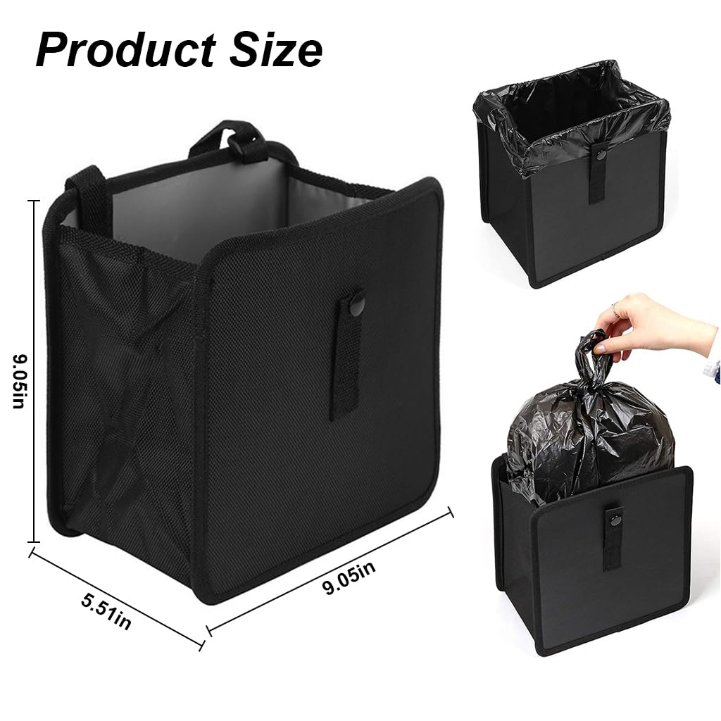 STHIRA Car Dustbin for Vehicle Organization featuring Waterproof Lining and Adjustable Hanging Strap | 9.05x5.51x9.05 in Foldable Oxford Cloth Box