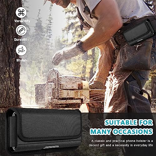 GUSTAVE® Mobile Pouch for Men with Belt Clip Anti-scratch and Waterproof Phone Holster with Card Holder Durable for Under 7in Phone Gift Husband Father 2 PCS