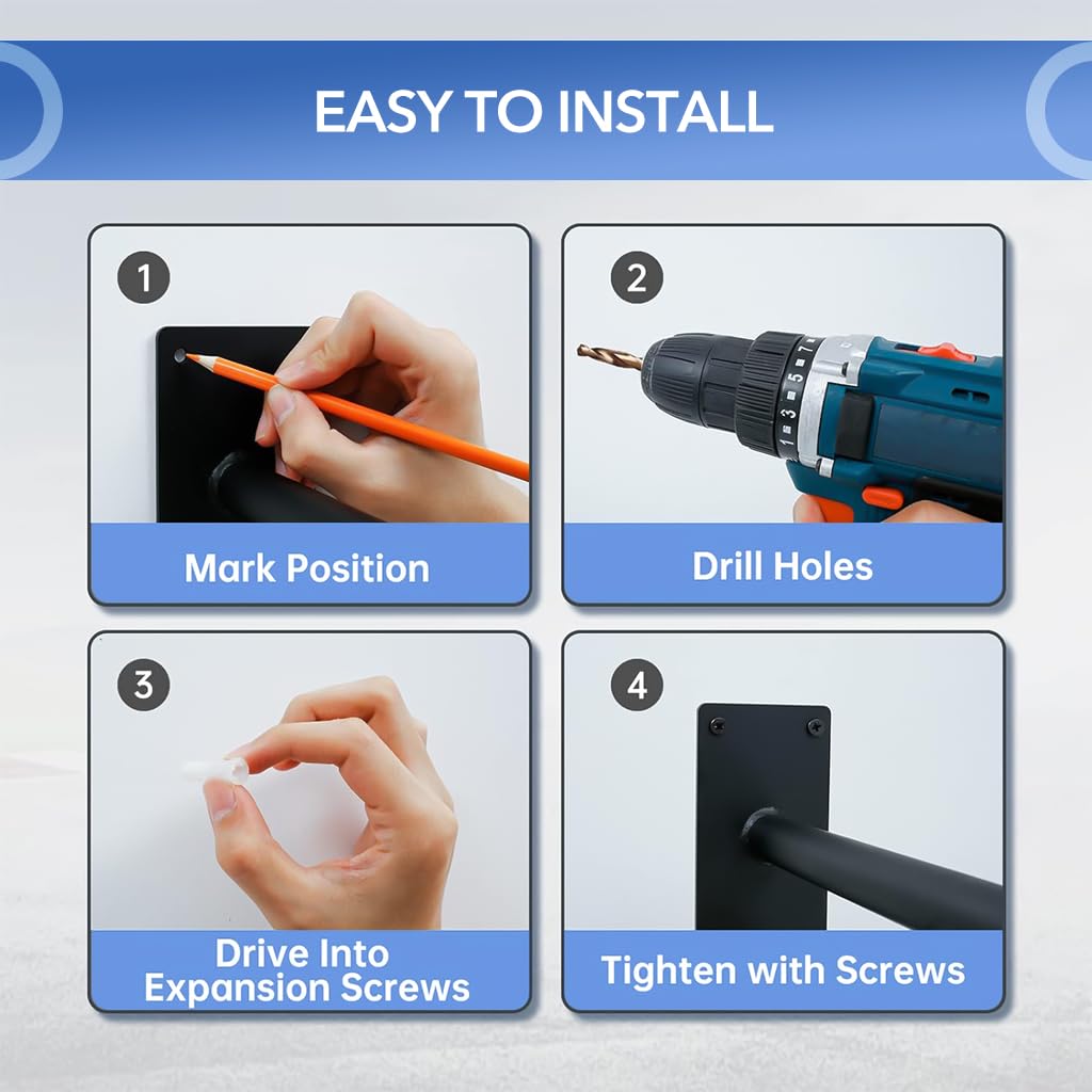 HANNEA Grab Bar for Stairs and Porch with 22.8 in 45° Slanted Handle | Wrought Iron Safety Handrail