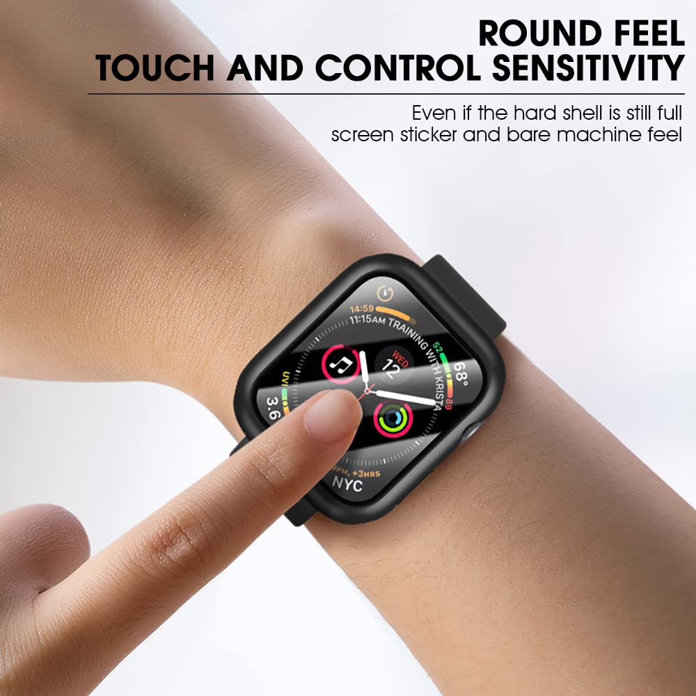 ZORBES Apple Watch Series 7 Case 41mm with Tempered Glass Screen Protector | Black PC Full Coverage Design