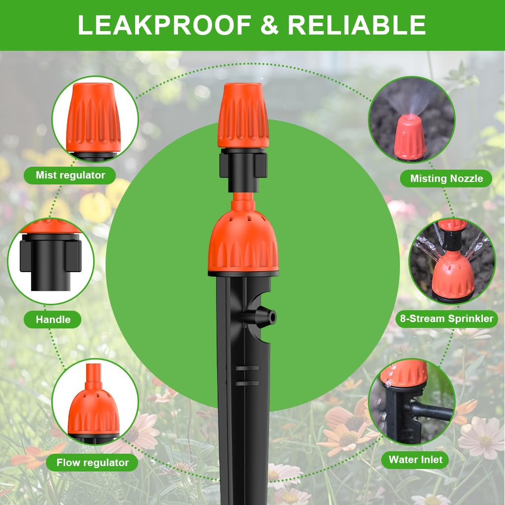 HASTHIP Slow Irrigation Stake Kit 30 pcs for Garden & Lawn with Adjustable Water Flow | 2 in 1 Stream and Mist Self Watering System