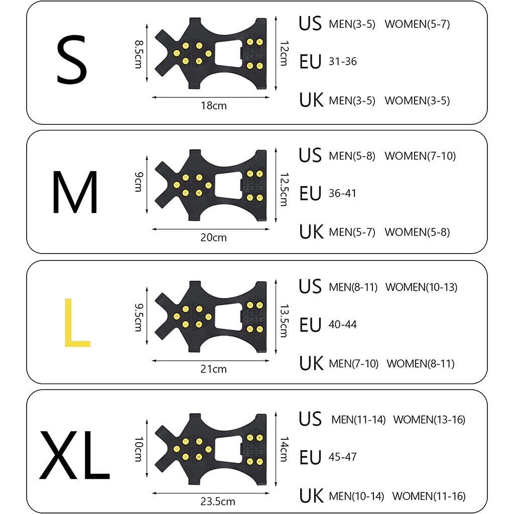 GUSTAVE Ice Snow Grips for Shoes and Boots with 10 Cleats Design and TPR Material | 20×12.5 cm