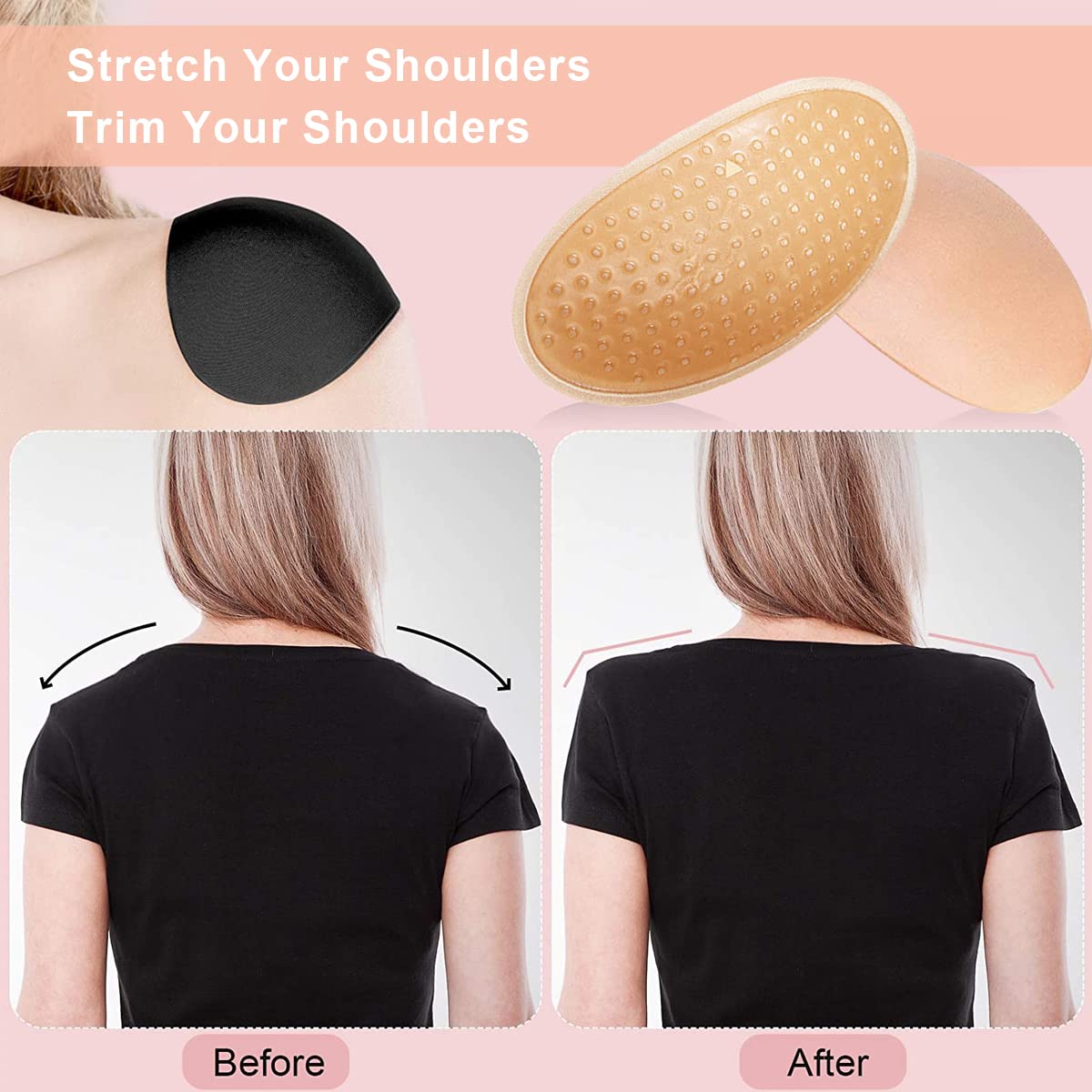 PALAY Shoulder Push Up Pads for Women with Non Slip Silicone Lining | 2 Pairs 13.5×7.5cm