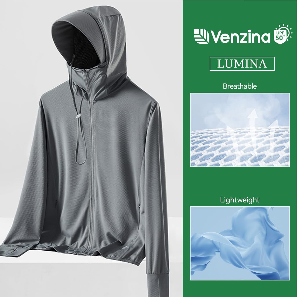 Venzina Sun Jacket for Men with UPF 50+ Protection featuring Quick Dry Fabric and Zip Pockets