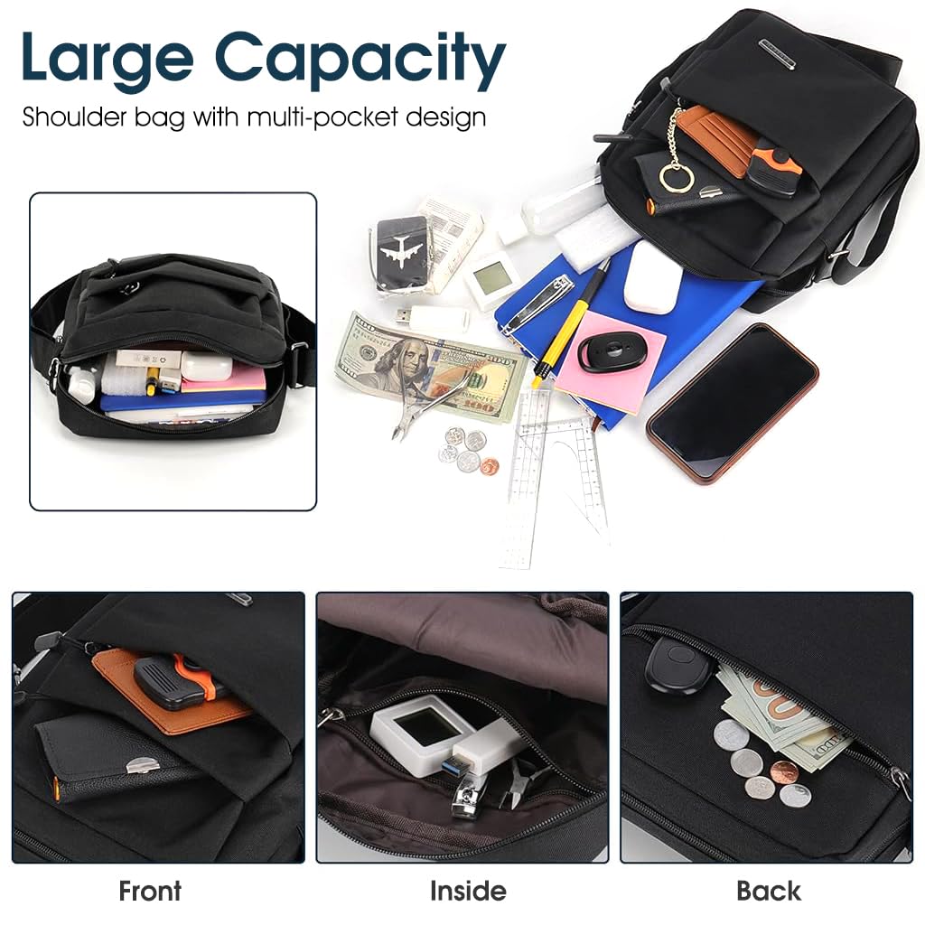 GUSTAVE Sling Bag for Men, Crossbody Bags Men, Fashion Nylon Chest Bags for College, Outdoor Travels and Business Daily Use For Men, Black