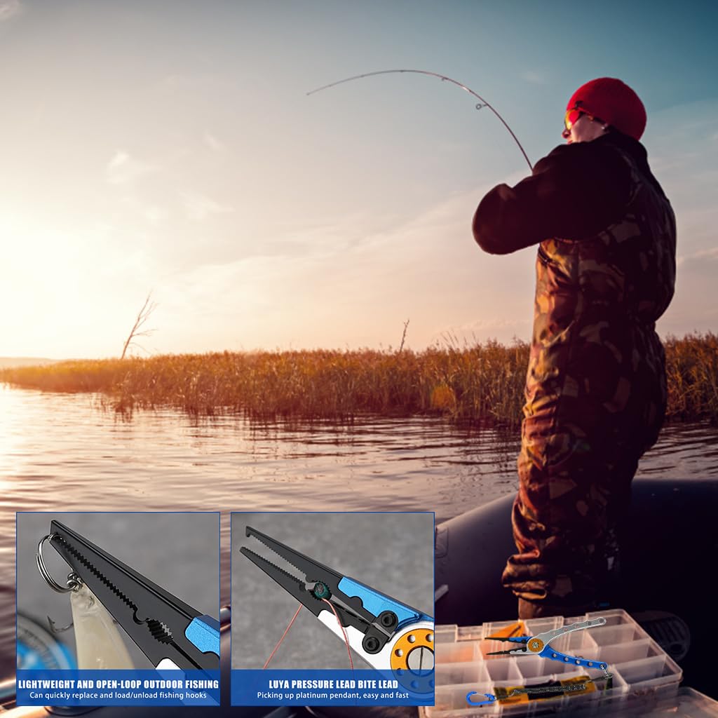 Proberos Fishing Pliers for Lure Fishing with Safety Lock and Ergonomic Handle | Aluminum Alloy Tool