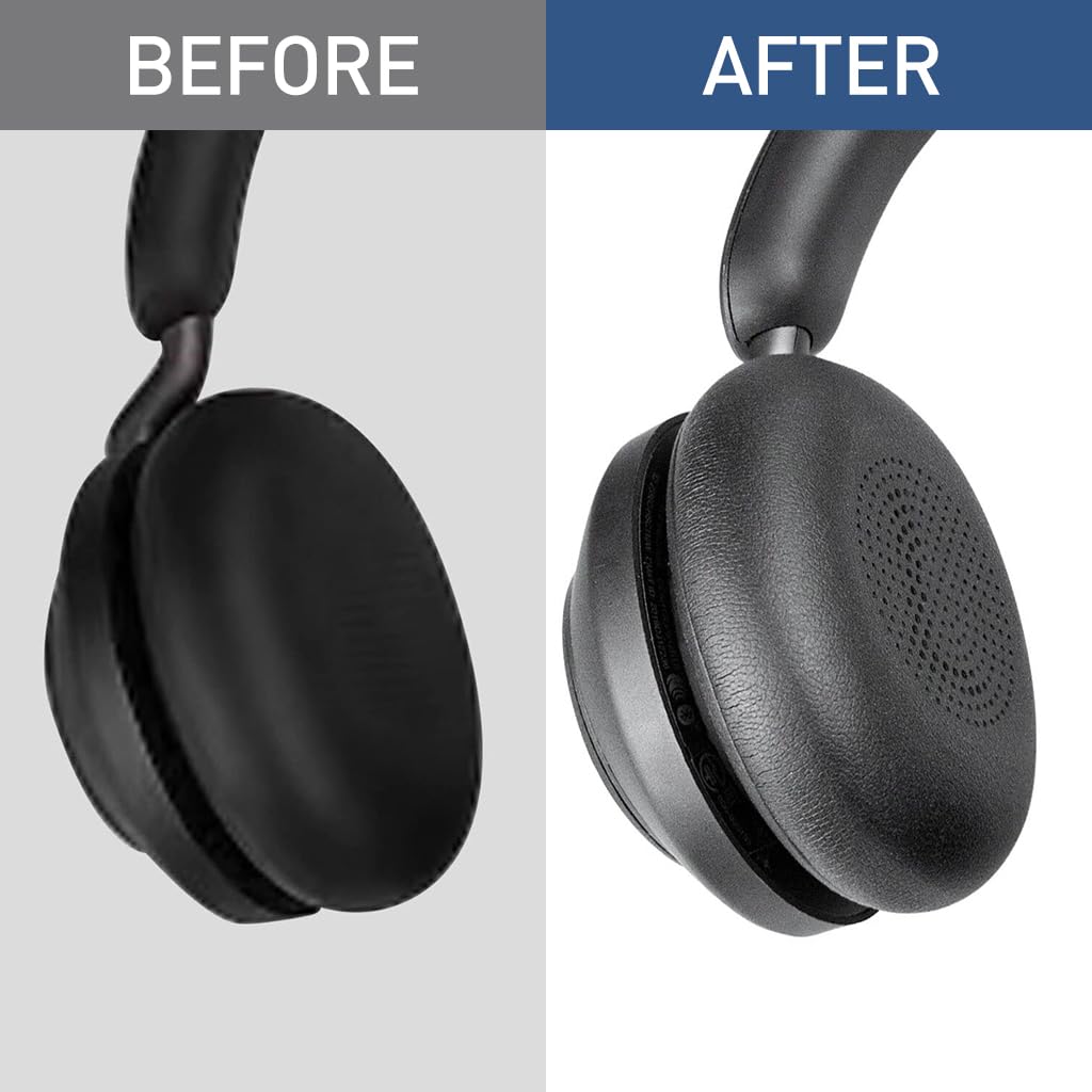 ZORBES Ear Pads for Jabra Evolve2 65 40 and Elite 45h featuring Soft Protein Leather | Easy Snap-On Replacement Cushions