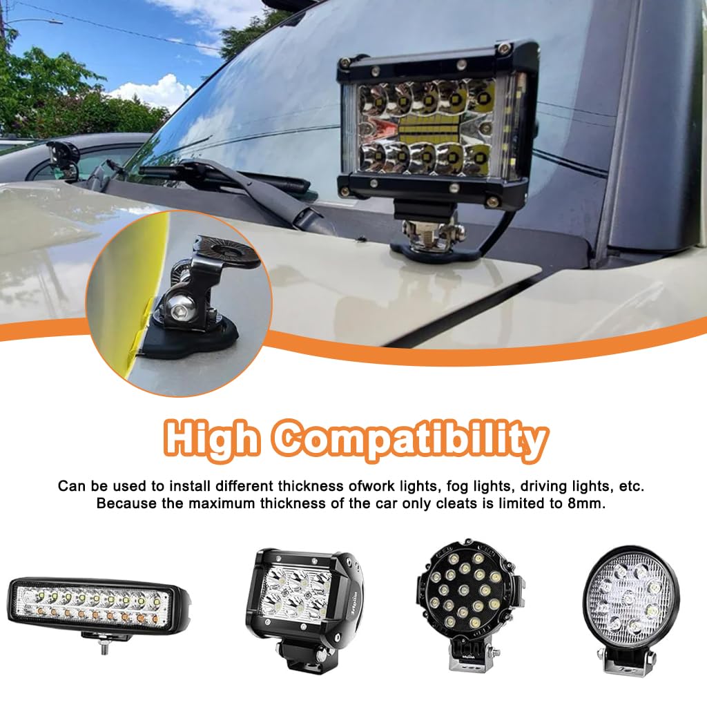 STHIRA Car Hood LED Light Mount Brackets 2Pcs for SUV and Truck | Secure Hood Edge Installation