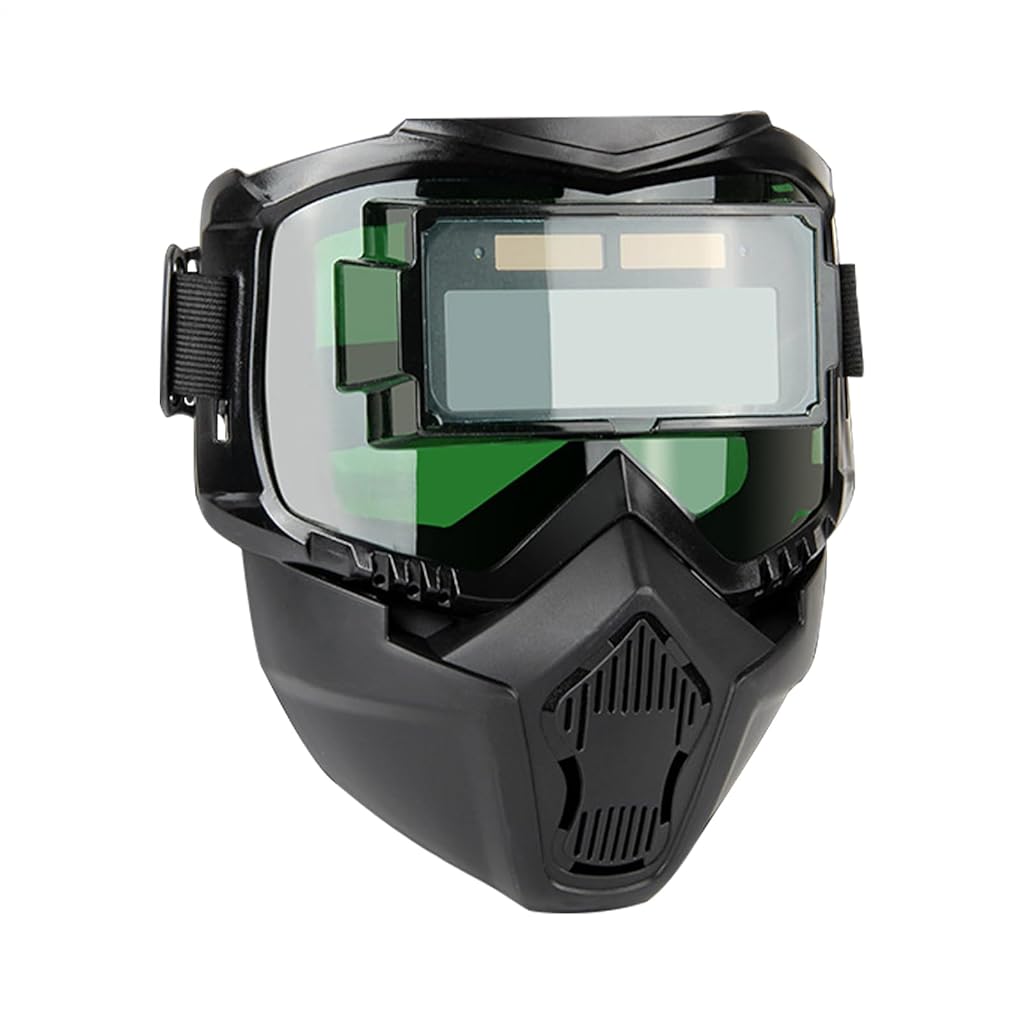 Serplex® 2 In 1 Welding Helmet With Auto-Darkening Welding Goggles, Includes 10 Replacement Lenses, Lightweight & Breathable PP Face Mask with Foam Eye Frame Pad, Adjustable Head Strap