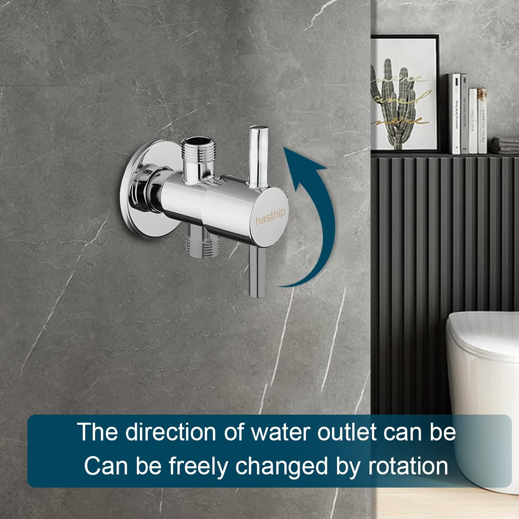 HASTHIP Angle Valve for Bathroom with Copper Core Switch and G1/2 Compatibility | 4 Pack Stainless Steel