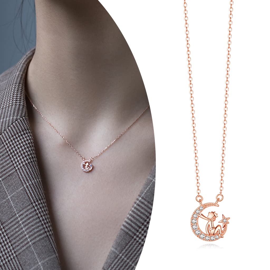 SANNIDHI Necklace for Women featuring 16.9×19.6mm Little Prince Pendant in Rose Gold | Gift Box