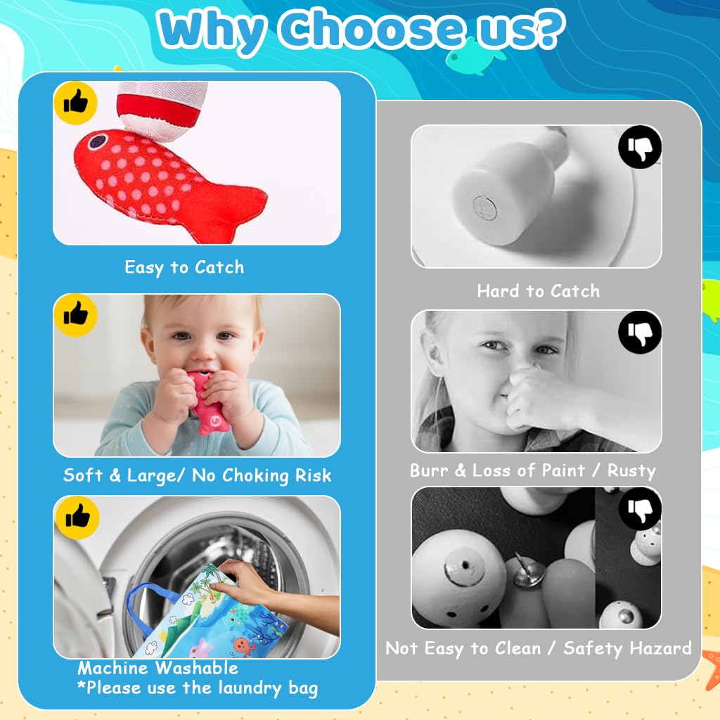 SNOWIE SOFT Magnetic Fishing Game Set for Toddlers with Fabric Mat and Plush Fish | Educational Color Sorting and Hand Eye Coordination Play