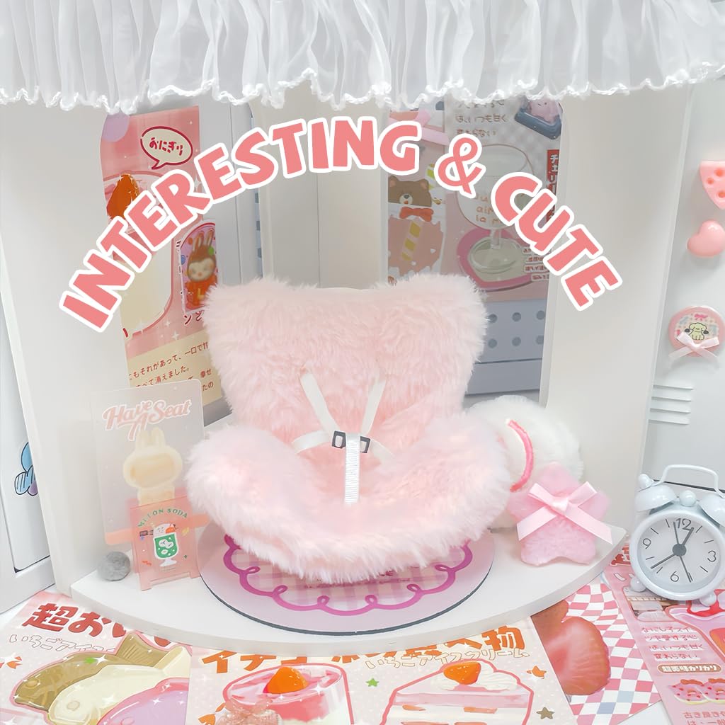 PATPAT Doll Car Seat for 4 inch Dolls with Air Vent Clip and Safety Belt | Pink Plush Stand