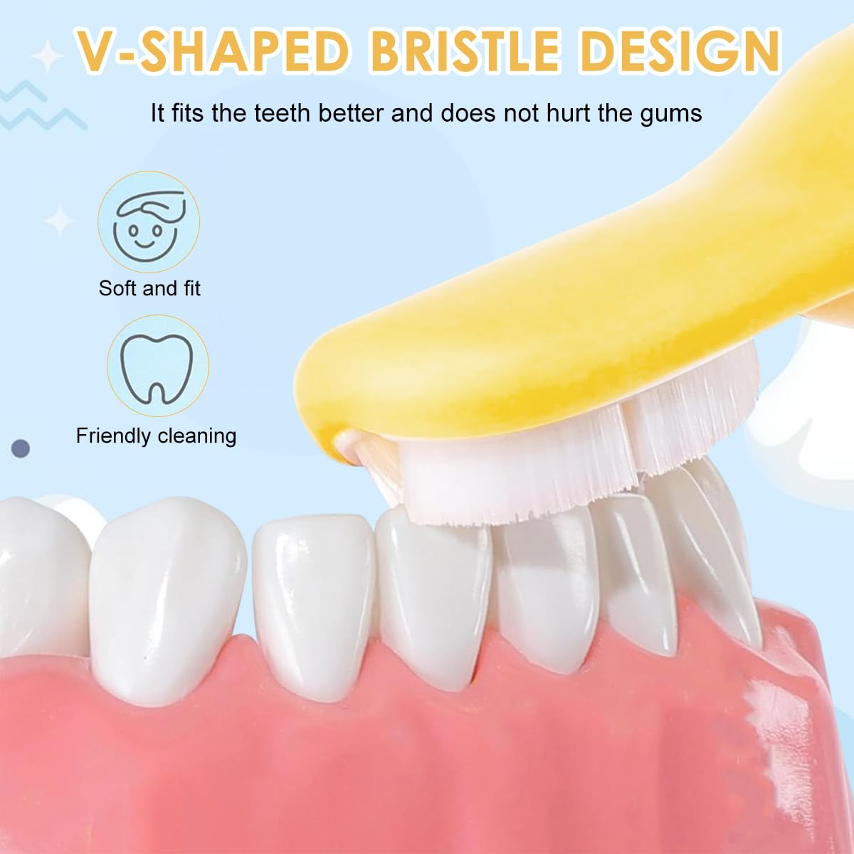 ZIBUYU Soft Finger Brush for Babies 9–18 Months with Triple-Sided Silicone Bristles | Yellow