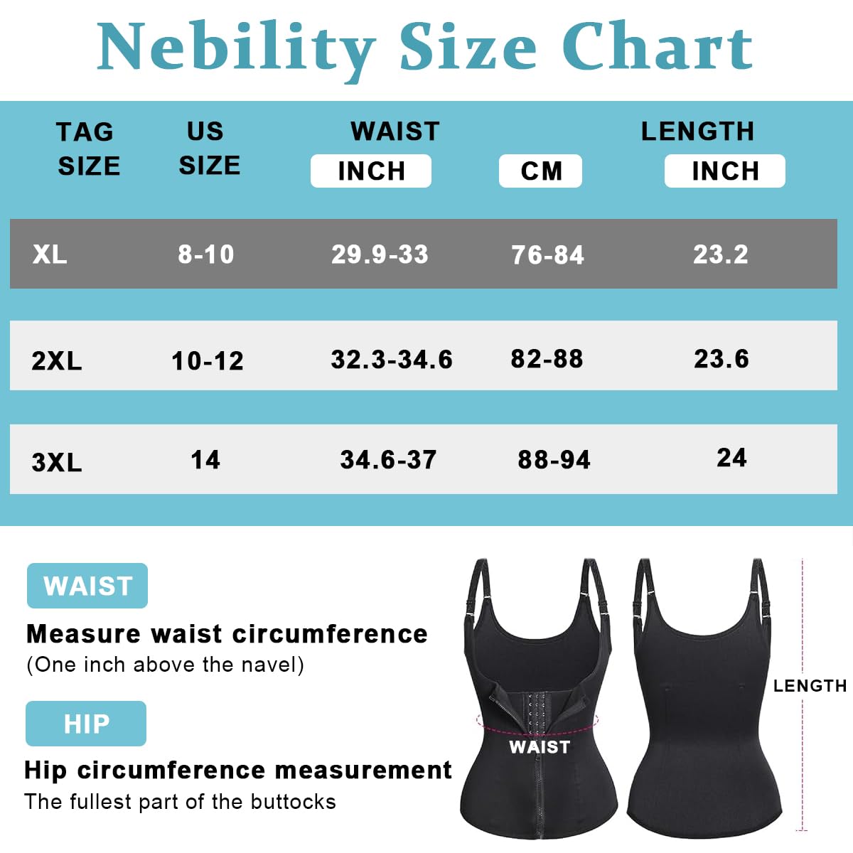 PALAY Waist Trainer for Women featuring 3 Row Buckle Adjustment and Double Zipper | Neoprene XXXL Black Shapewear