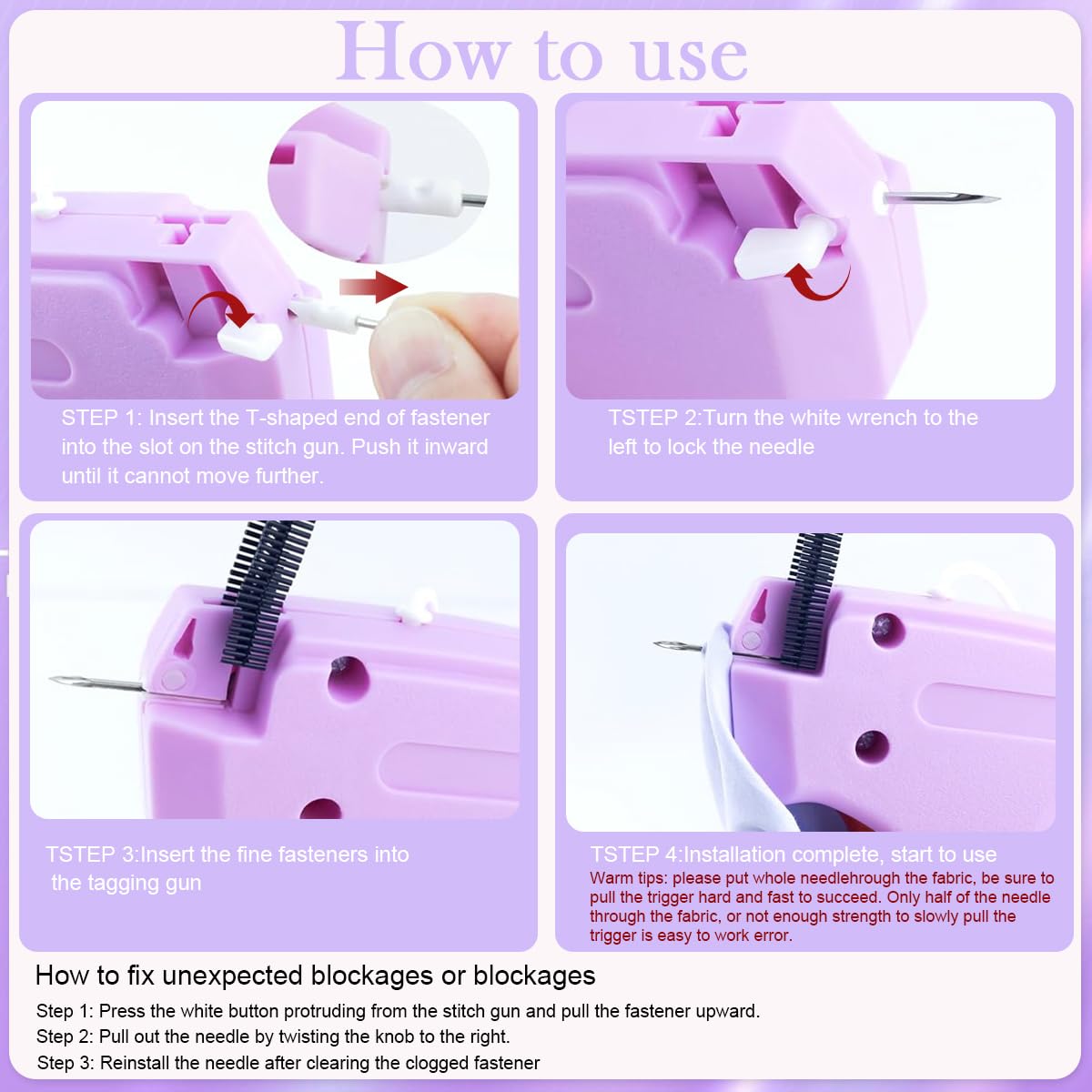 Supvox Clothing Stapler Kit for Quick Repairs with 6 Needles and 2000 Fasteners | Ergonomic Handheld Sewing Gun