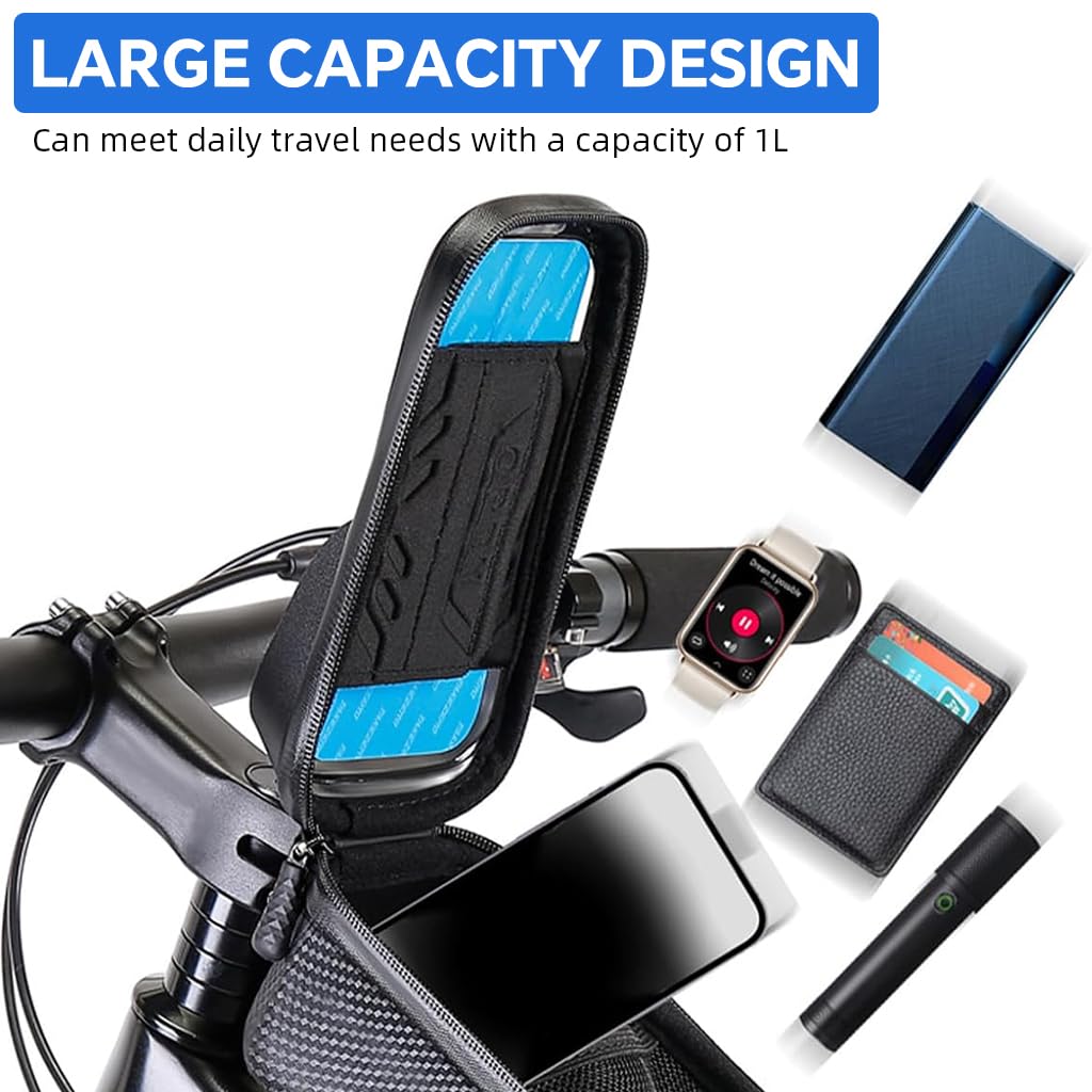 PROBEROS Bicycle Phone Bag for 4.7–7 in Phones with TPU Touchscreen and Waterproof EVA | Removable Top Tube Storage