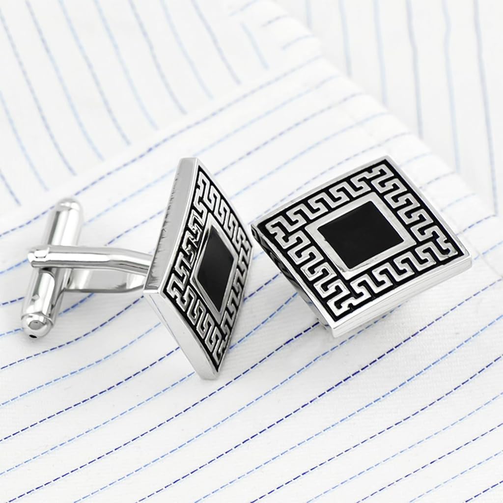 GUSTAVE Cufflinks for Men featuring Round Golden Edge Enamel Design | Ideal for Wedding and Business Attire