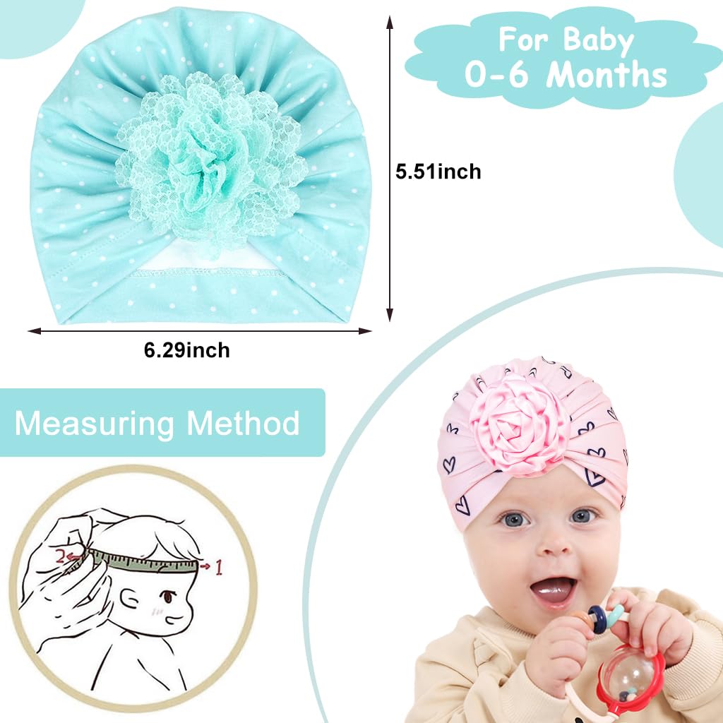 SNOWIE Soft Baby Hats Set for Winter with Stretchy 19x18 cm Fit and Multicolor 3Pcs | Warm Beanie for Girls 0–12 Months