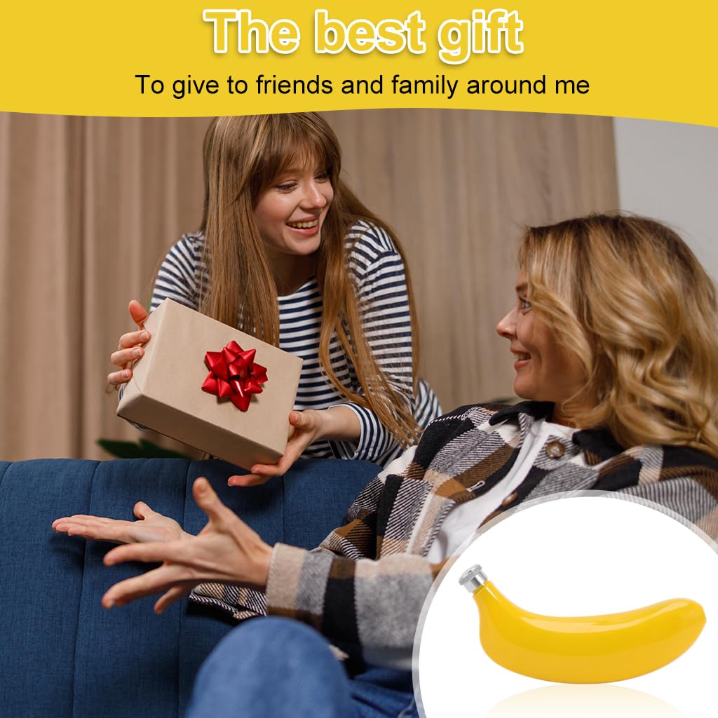 Supvox Liquor Flask for Travel and Parties with 5oz Capacity featuring Leak Proof Lid | Banana Shaped Stainless Steel Hip Flask Gift