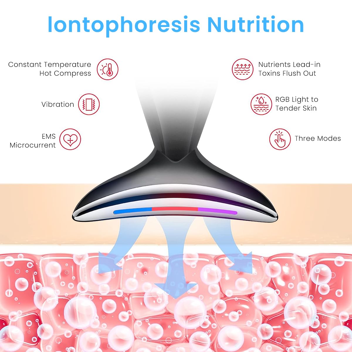 HANNEA EMS Beauty Machine for Neck and Face with 3 Light Modes and 500mAh Rechargeable Battery