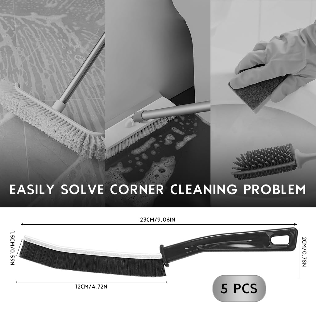 ZIBUYU Gap Cleaning Brush Set for Tiles and Window Tracks with PP Handle & Nylon Bristles | 5Pcs Utility Crevice Brushes for Sink and Kitchen