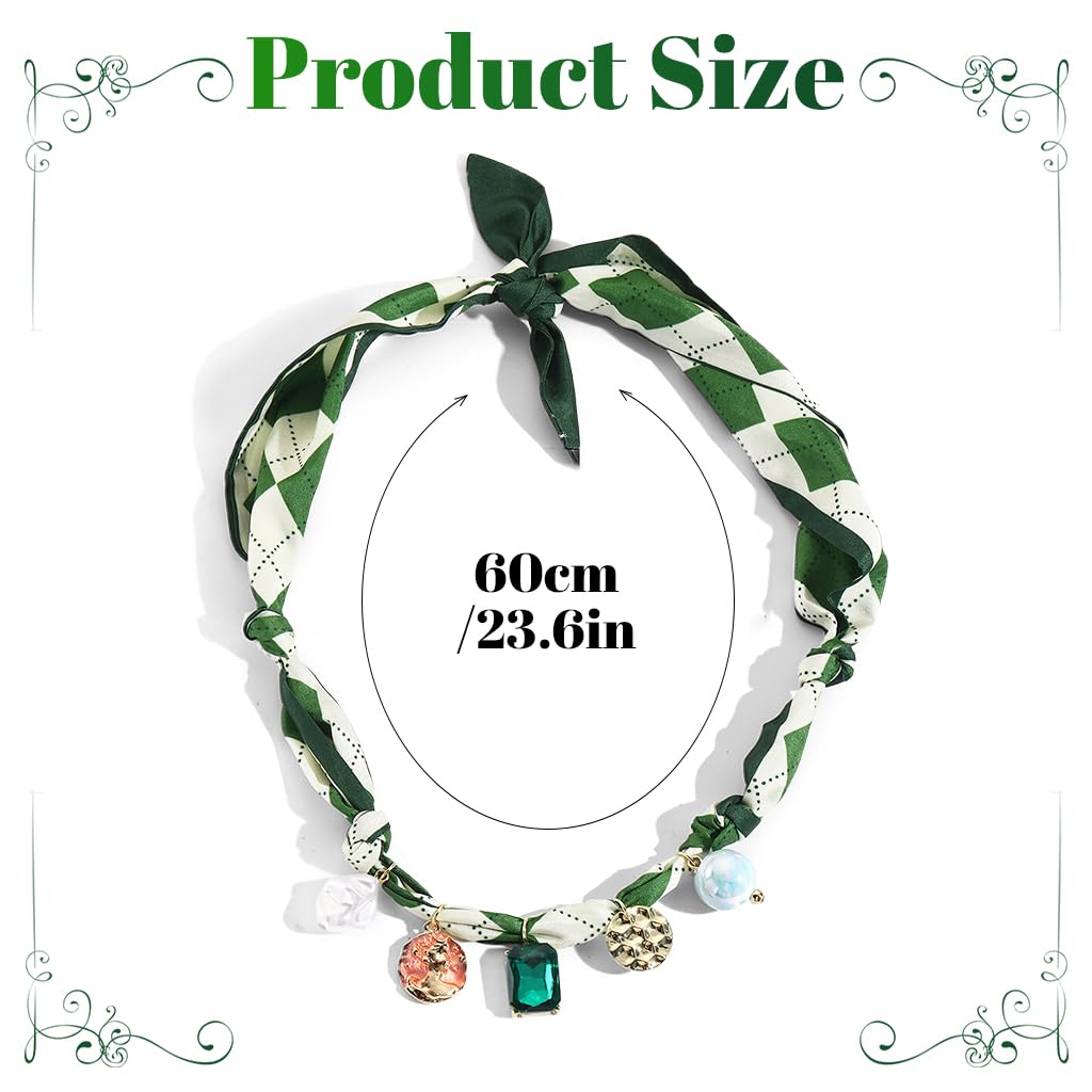 SANNIDHI Fashion Neck Scarf Charm Necklace for Women with Colorful Gem Ornaments | Silk‑Feel Retro Accessory