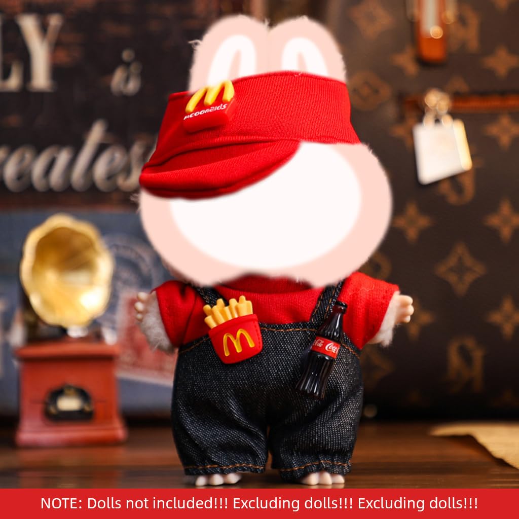 FANCYKU Collectible Figure Clothes for 4-6 Inch Monster Dolls with Jumpsuit and Red Shirt | Cute Mini Ensemble for Display and Collector Styling