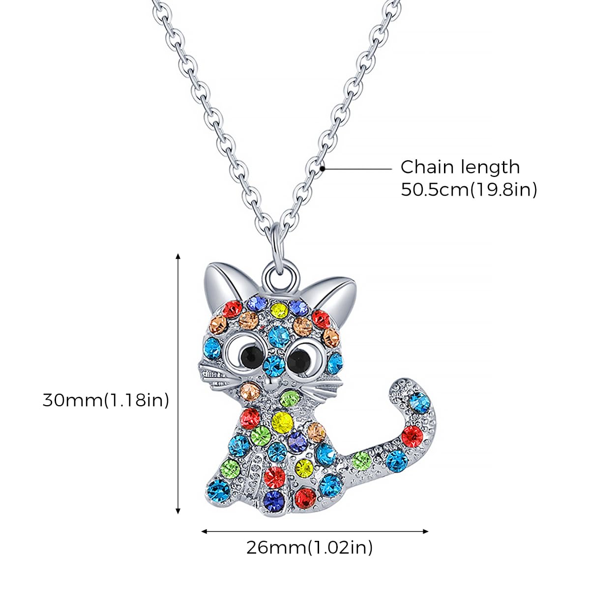 SANNIDHI® Cat Pendent Necklace Alloy Kitty Pendent Shining Inlaid Rhinestone Cute Kitty Pendent Necklace Adjustable Neck Chain Jewelry Gift Friendship Gift