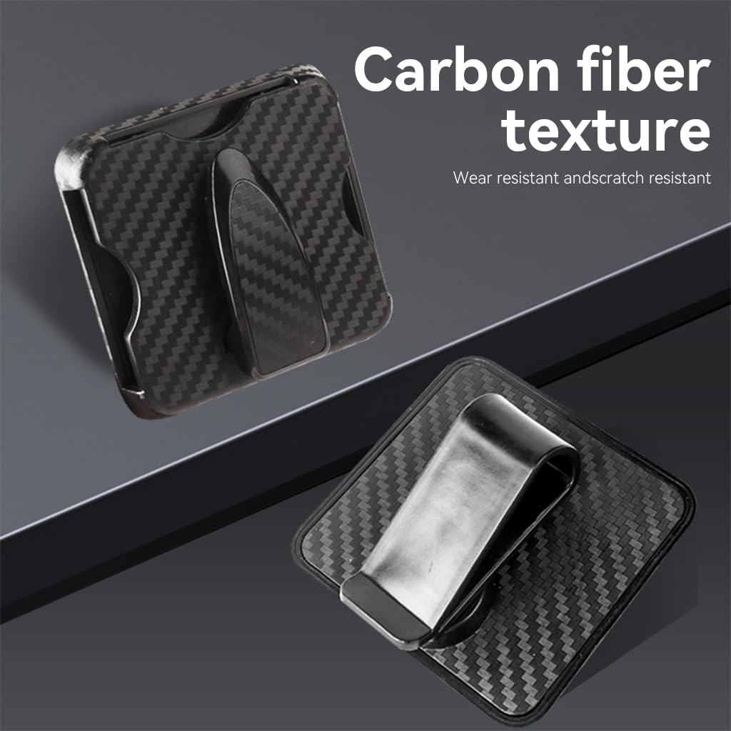 STHIRA Car Sunglasses Holder for Sun Visor with Secure Clip and Card Slot | ABS Carbon Fiber