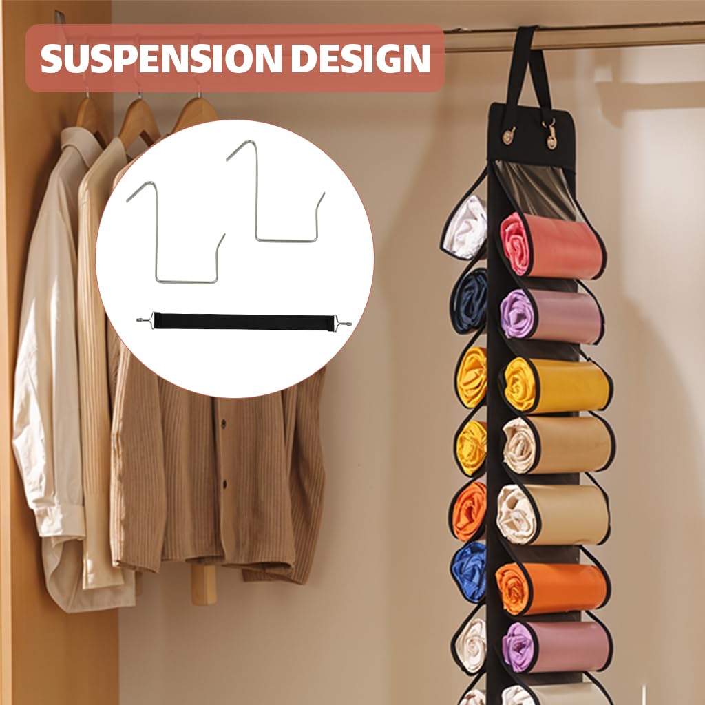 HASTHIP Hanging Wardrobe Organizer with 26 Clear PVC Pockets for Active Lifestyle | Space-Saving Closet Storage