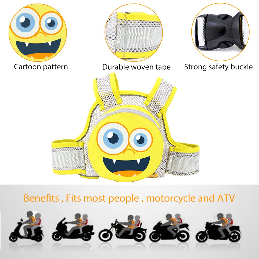 SNOWIE SOFT Kids Safety Belt for Two Wheeler with Detachable Storage Bag and Adjustable Harness | Breathable Polyester for Boys and Girls 2–12 Years